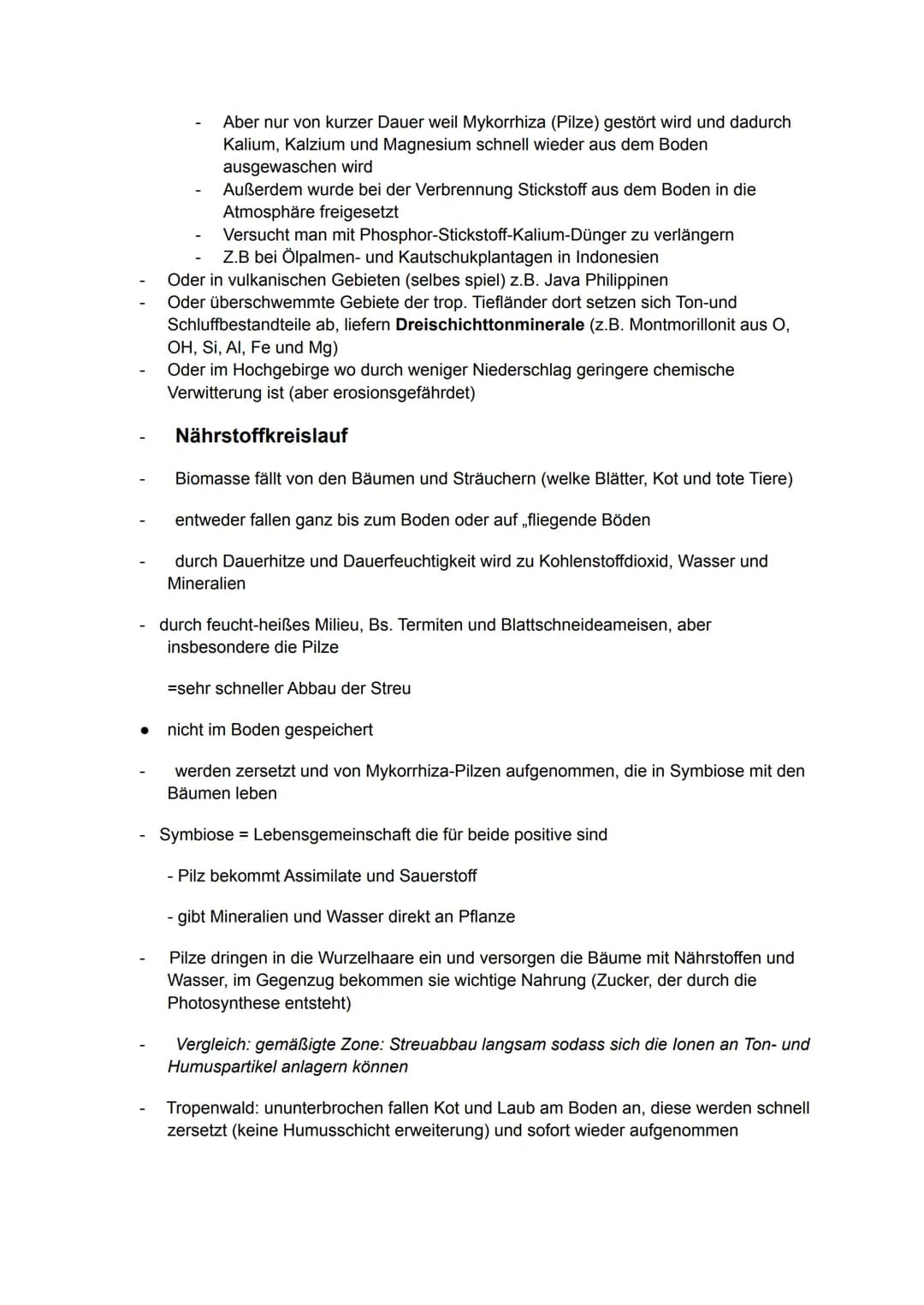 Geografie
Handout Vegetation, Boden und Nährstoffkreislauf
im tropischen Regenwald
Vegetation
Der tropische Regenwald ist die dichteste und 