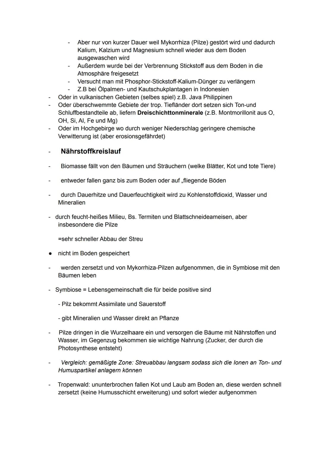 Geografie
Handout Vegetation, Boden und Nährstoffkreislauf
im tropischen Regenwald
Vegetation
Der tropische Regenwald ist die dichteste und 