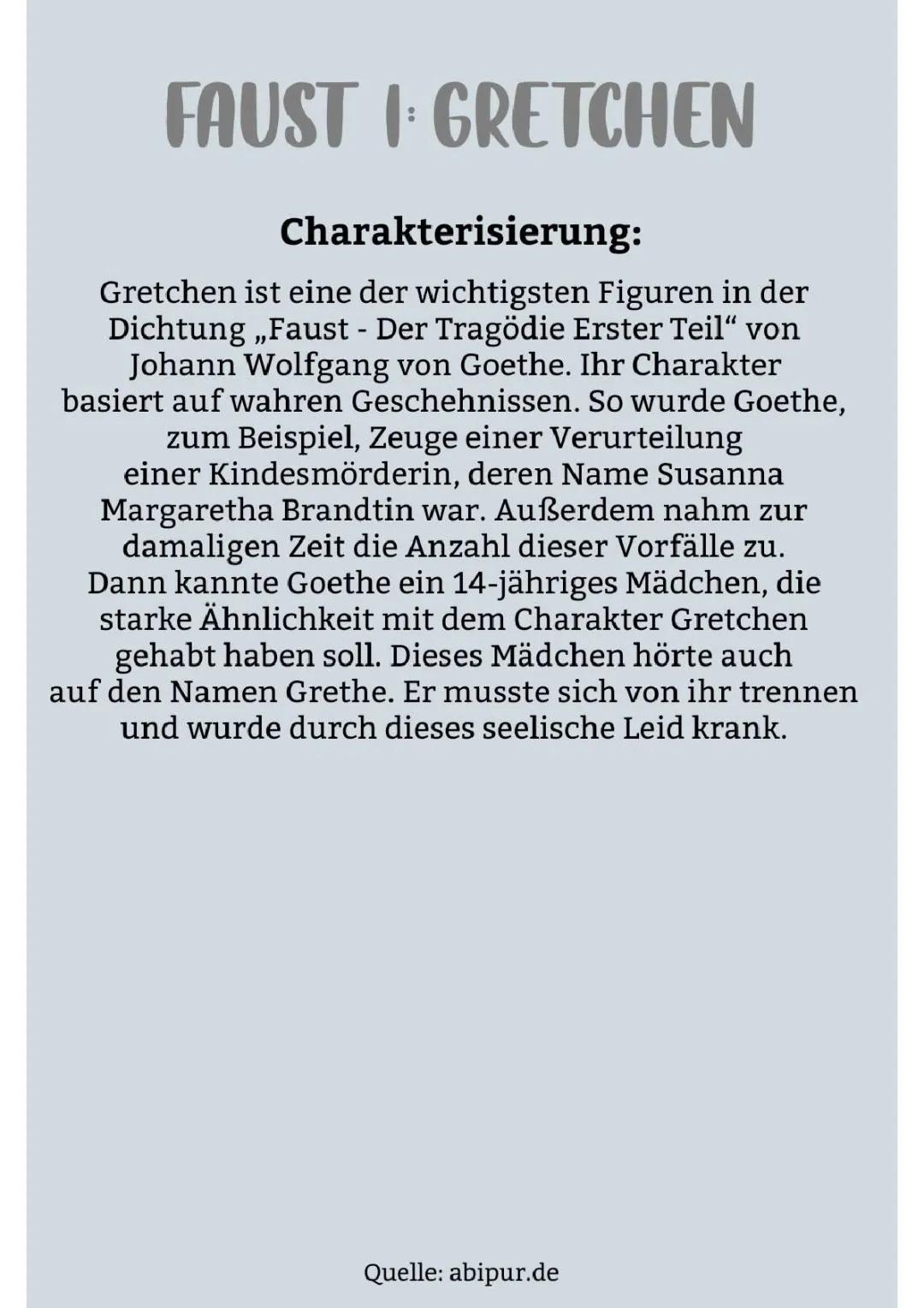 Charakterisierung Gretchen in Faust 1