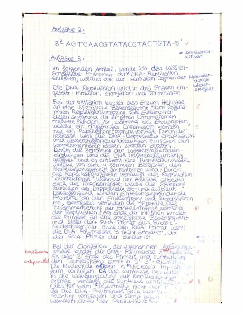 Aufgabe 1:
(Markl Biologie-Lehrerbuch Oberstufe - Klausur Genetik, S.108-109)
✓a) Seit 1947 weiß man, dass die Basenzusammensetzung der DNA 