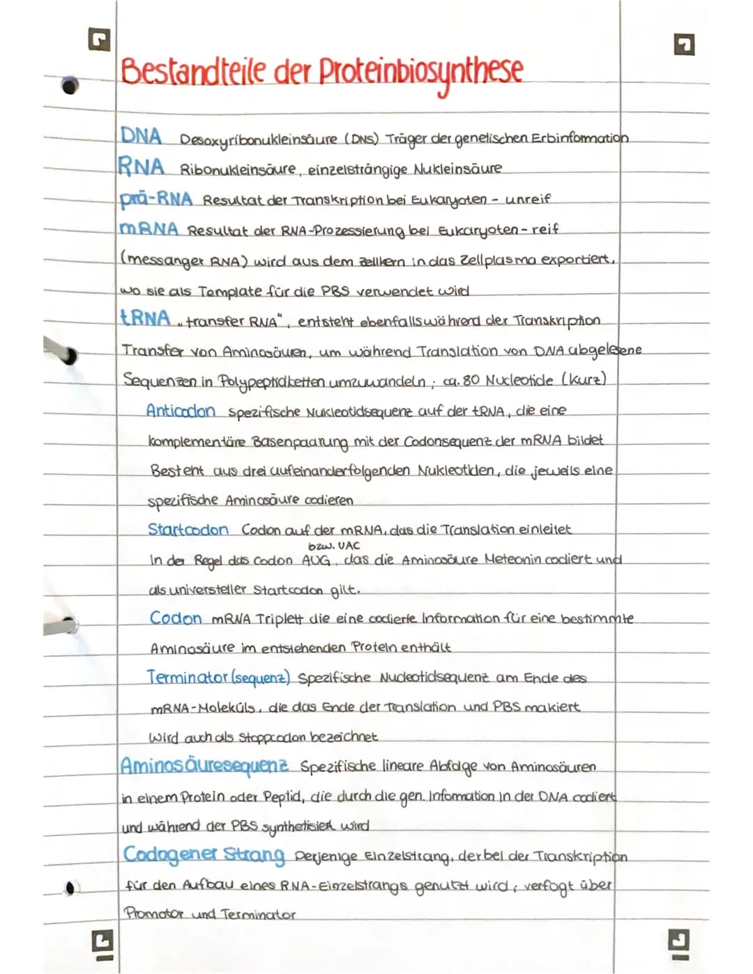 PROTEINBIOSYNTHESE
ABI 23 Hamburg IG
Bestandteile der Proteinbiosynthese
DNA Desoxyribonukleinsäure (DNS) Träger der genelischen Erbinformat