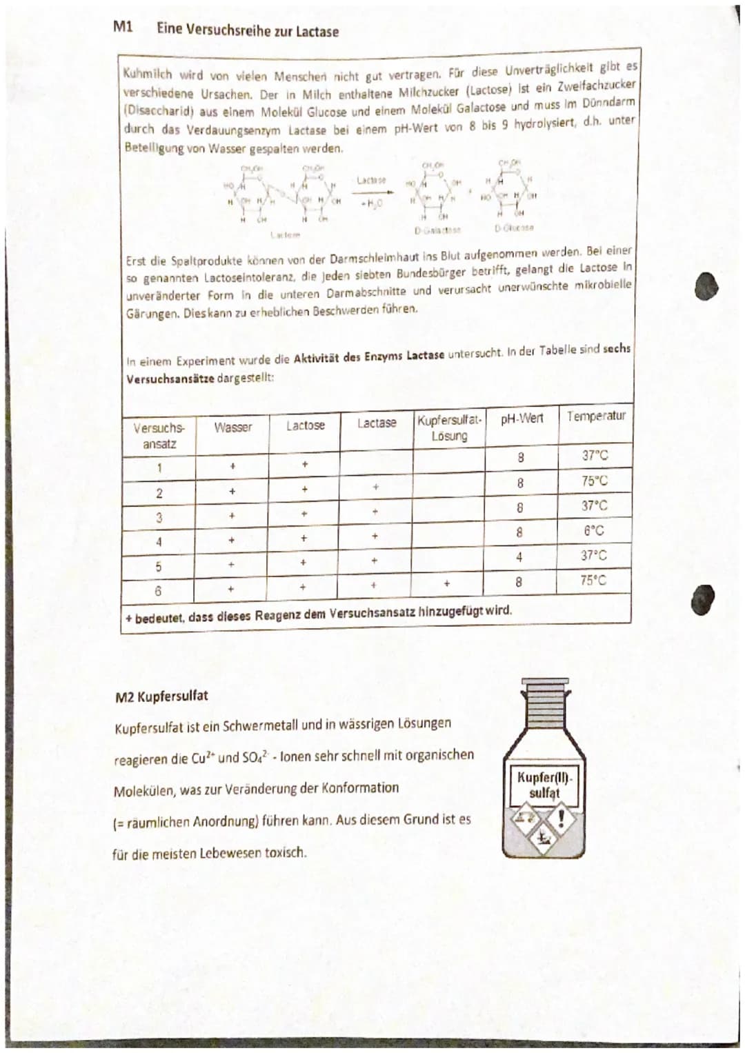 04.03.2022
EF Biologie (
Klausur Nr. 2-Enzymatik
Name:
Aufgabe 1: Lactase
1.1 Beschreiben Sie den Aufbau sowie die allgemeinen Funktionen vo