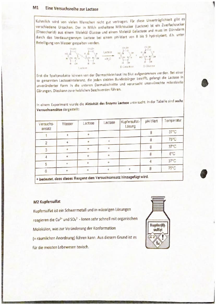 04.03.2022
EF Biologie (
Klausur Nr. 2-Enzymatik
Name:
Aufgabe 1: Lactase
1.1 Beschreiben Sie den Aufbau sowie die allgemeinen Funktionen vo