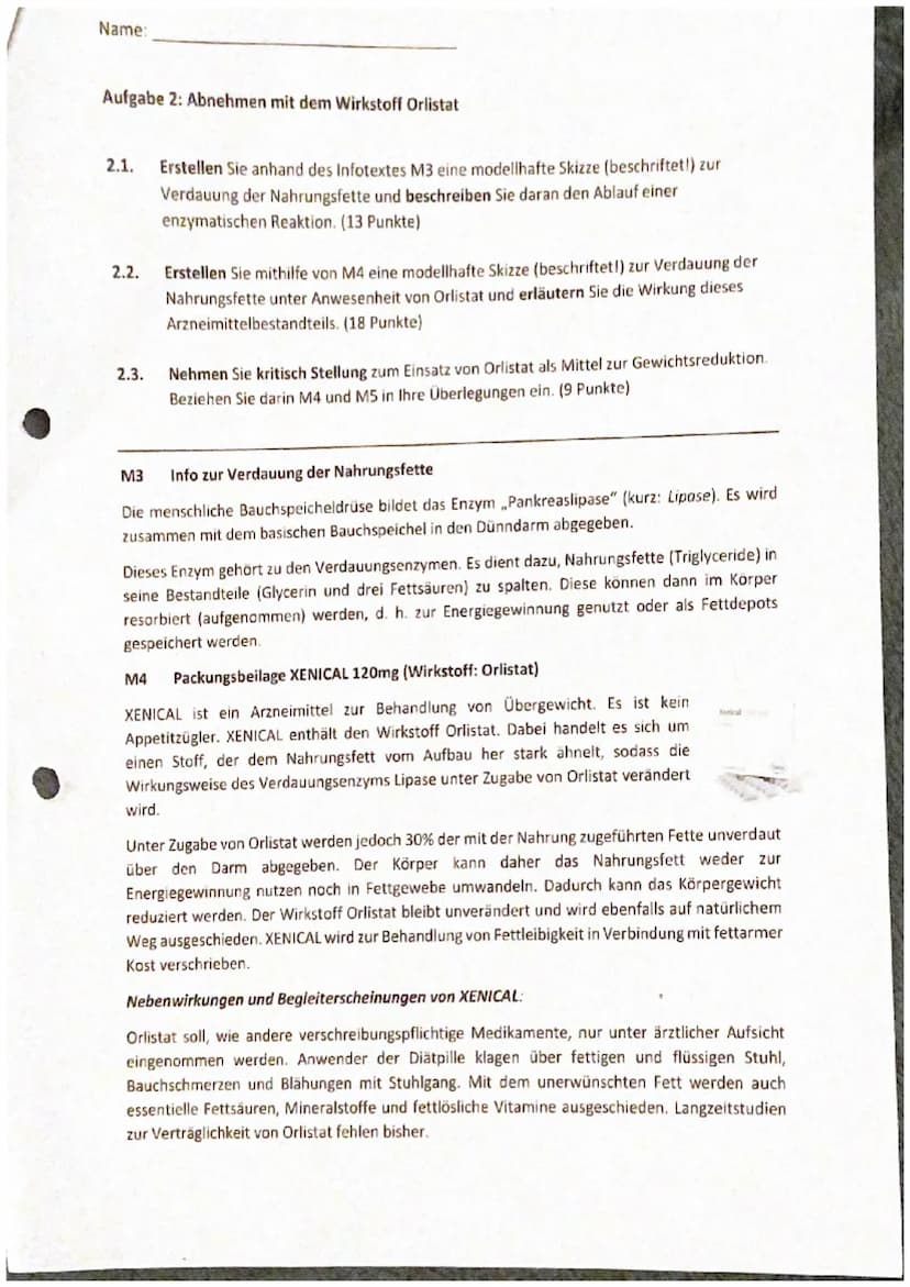 04.03.2022
EF Biologie (
Klausur Nr. 2-Enzymatik
Name:
Aufgabe 1: Lactase
1.1 Beschreiben Sie den Aufbau sowie die allgemeinen Funktionen vo