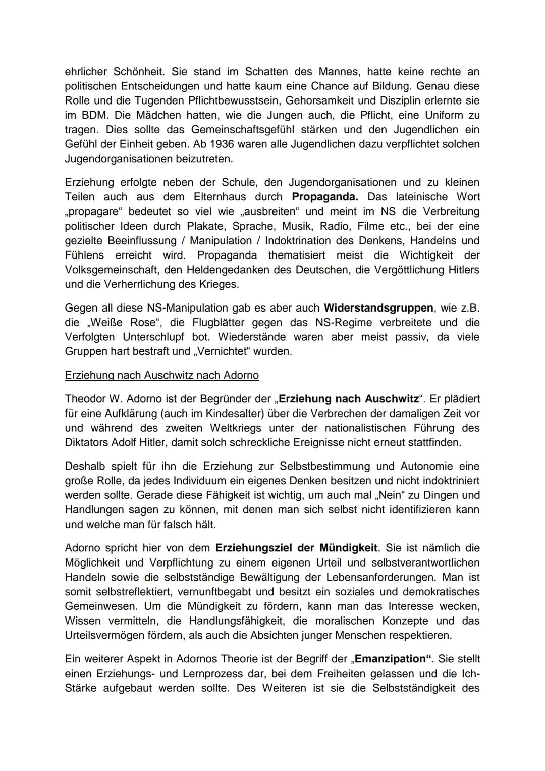 Erziehung im Nationalsozialismus
Die Erziehung im Nationalsozialismus war von einer Diktatur Hitlers bzw. der NSDAP
geprägt.
Die drei Grundb