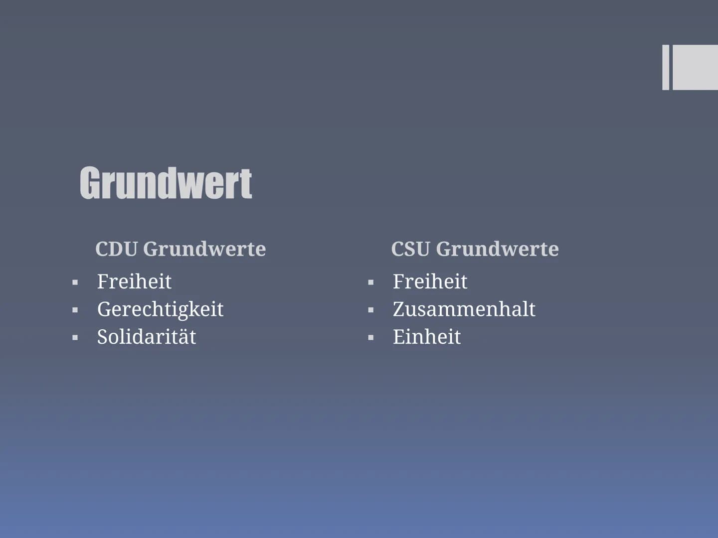 Präsentation über
CDU/CSU
Hrisiyana, Samerah, Hadil, Cosmina, Noor, Nada ■
■
■
■
■
Inhaltsverzeichnis:
Wer sind CDU und CSU?
Aufgaben im Bun