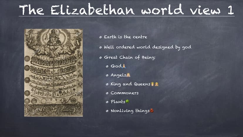 Elizabethan World Picture • The Elizabethan age
• The Elizabethan Stage
The Elizabethan World View 1
The Elizabethan World View 2
• The art 