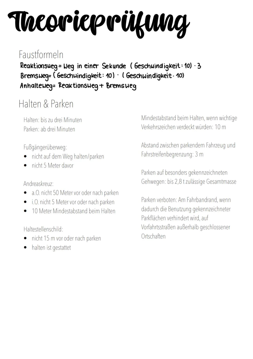 FAHRSCHULE
2023
Annika Olfert Theorieprüfung
Faustformeln
Reaktionsweg - Weg in einer Sekunde (Geschwindigkeit : 10) · 3
Bremsweg- (Geschwin