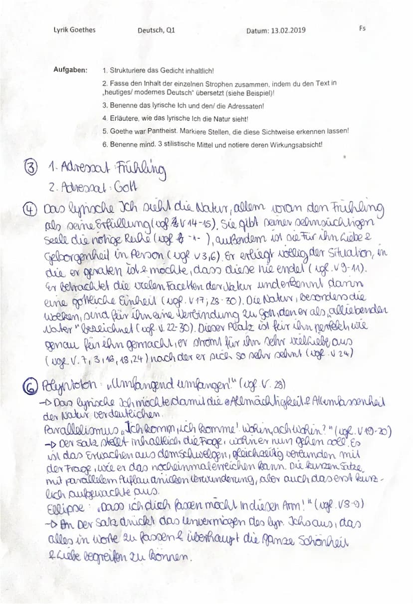 Beschreibung der
situation
Übernatirliches
Wende
Lyrik Goethes
Ganymed (Johann Wolfgang von Goethe,
1774)
Wie im Morgenglanze
Du rings mich 