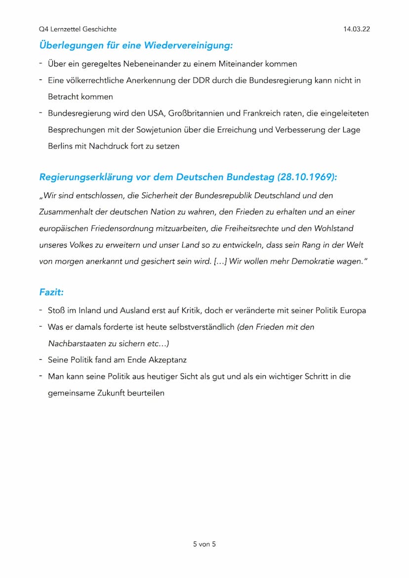 Q4 Lernzettel Geschichte
Konrad Adenauer CDU (1949-1963)
Grundpositionen:
- Aufhebung des Besatzungsstatus
-
Politik der Bundeskanzler Adena