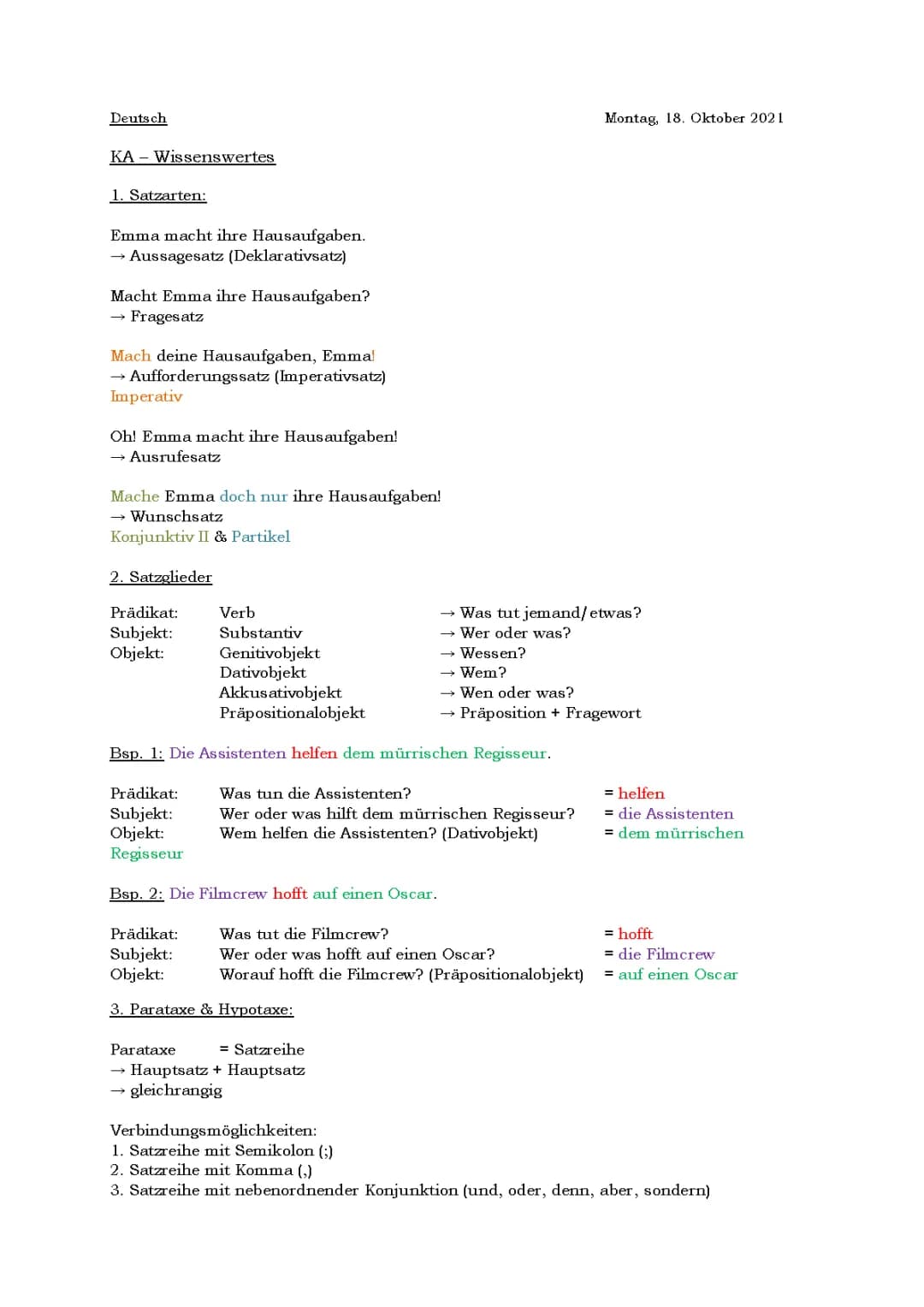 Kleine Grammatiksammlung