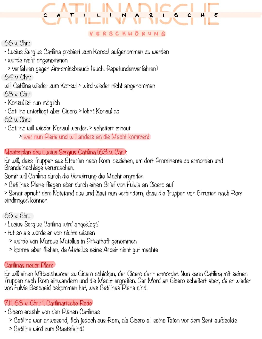 Catilinarische Verschwörung: Steckbrief und Zusammenfassung zu Catilina und Cicero