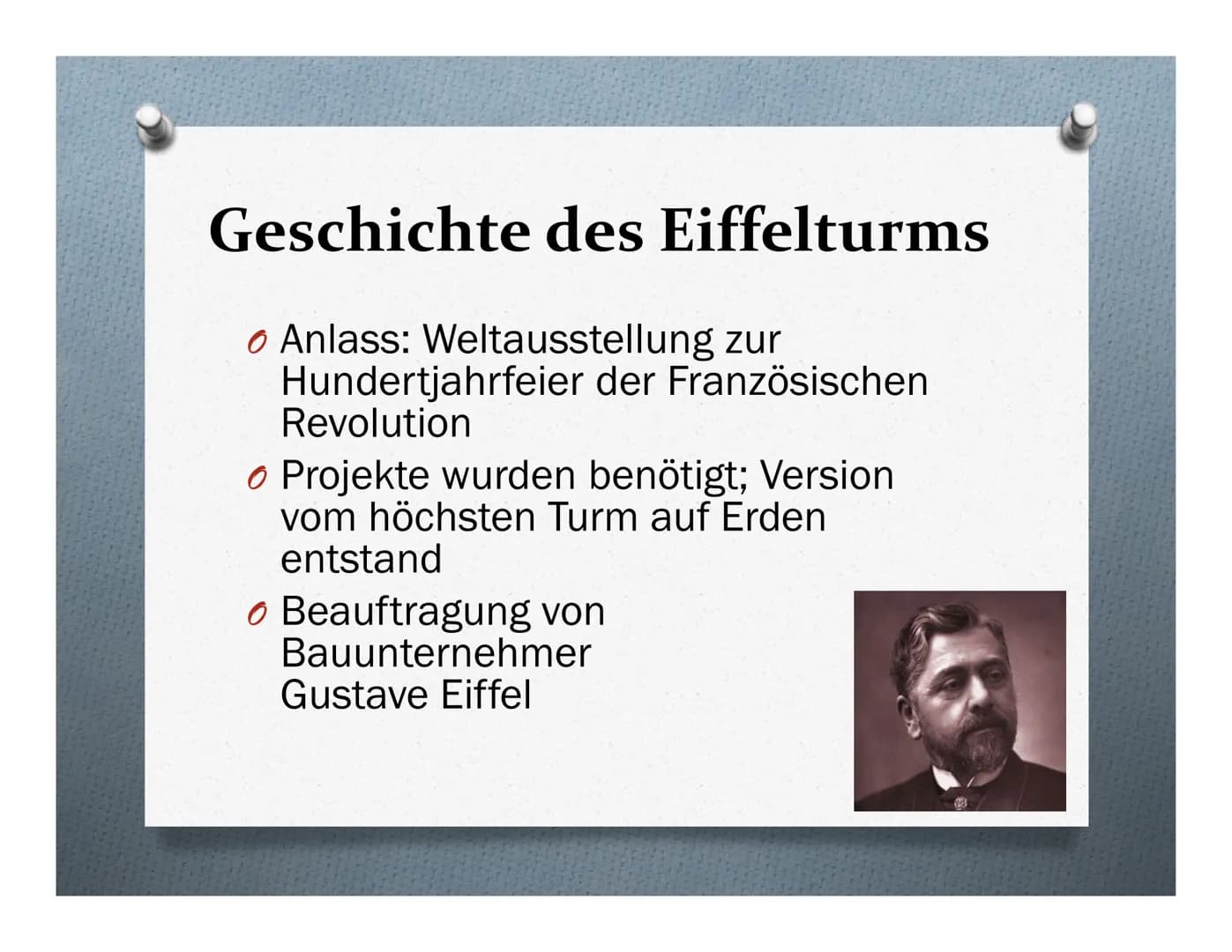 Der Eiffelturm
Das Wahrzeichen von Paris Übersicht
1. Wichtige Fakten über den Eiffelturm
Teil 1+2
2. Standort des Eiffelturms
3. Geschichte