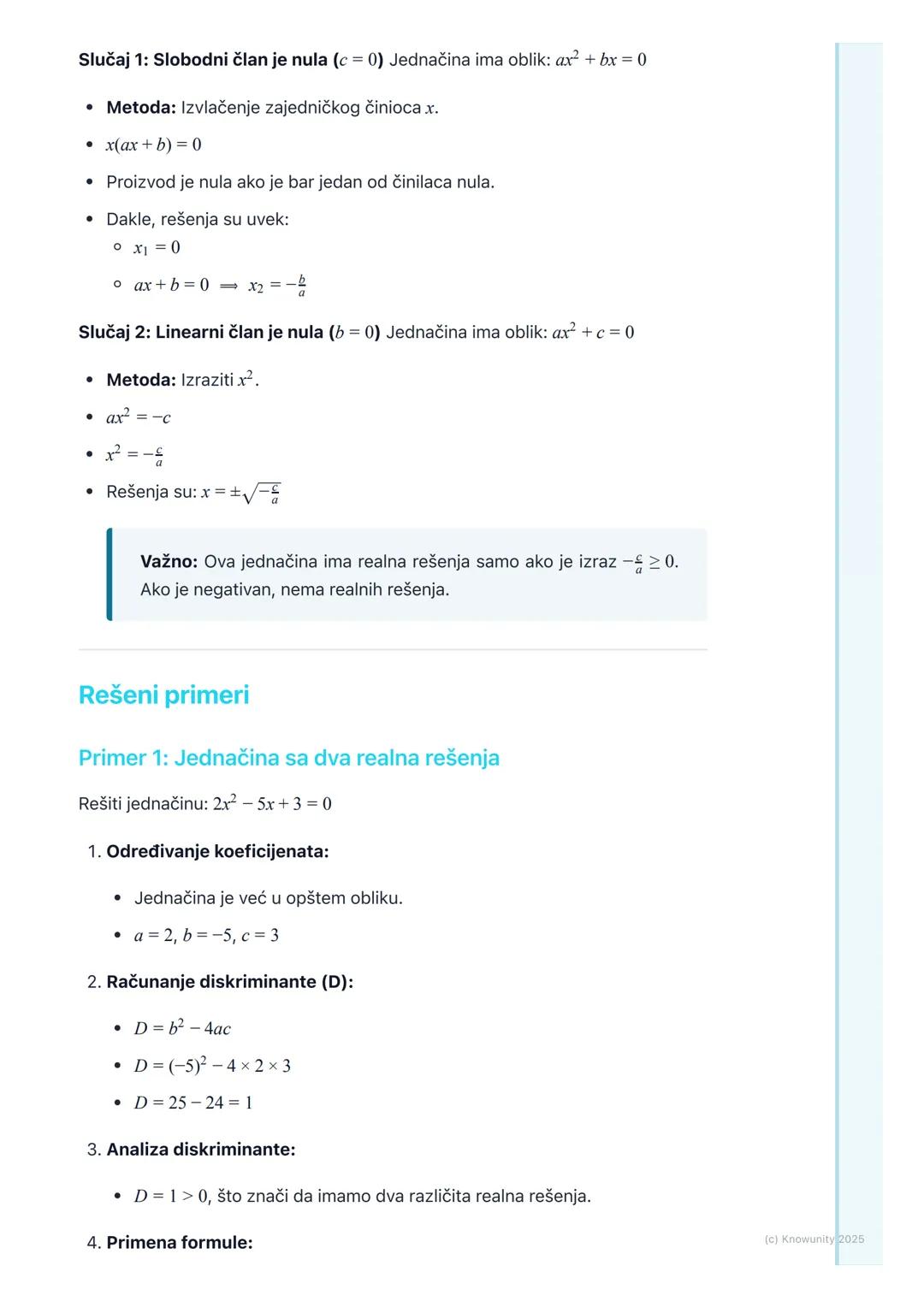 # Kvadratna jednačina

Uvod u kvadratne jednačine

Kvadratna jednačina je jednačina gde je najveći stepen nepoznate (obično x)
jednak 2. To 