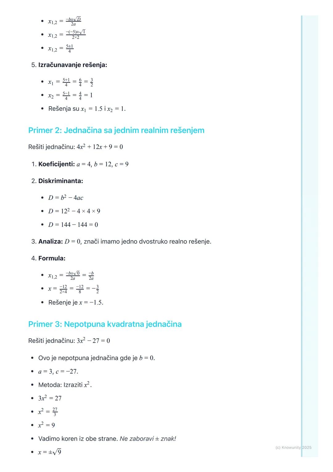 # Kvadratna jednačina

Uvod u kvadratne jednačine

Kvadratna jednačina je jednačina gde je najveći stepen nepoznate (obično x)
jednak 2. To 