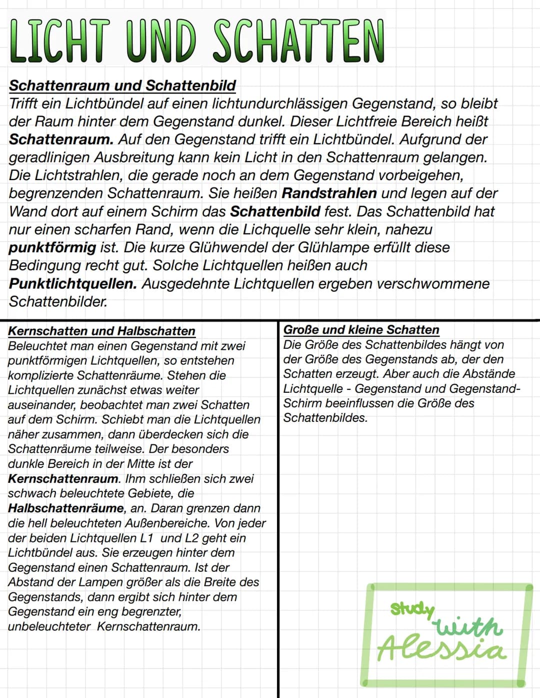 LICHT UND SCHATTEN
Schattenraum und Schattenbild
Trifft ein Lichtbündel auf einen lichtundurchlässigen Gegenstand, so bleibt
der Raum hinter