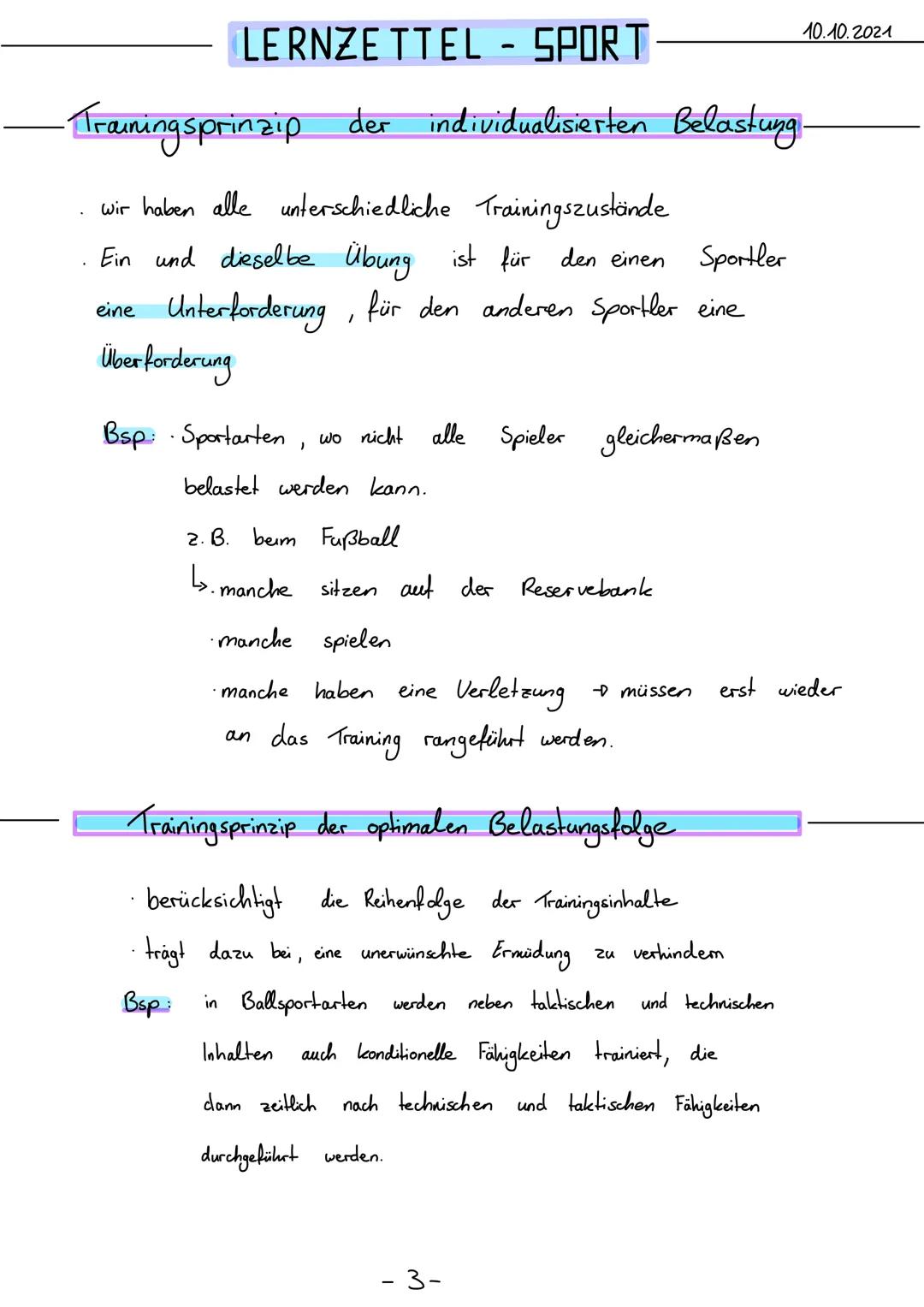 Von Lynn
・Anpassung
Superkompensation
=
LERNZETTEL - SPORT
Adaption
8
• weitere Belastung
Energie wird gespeichert und baut
Exogene Faktoren