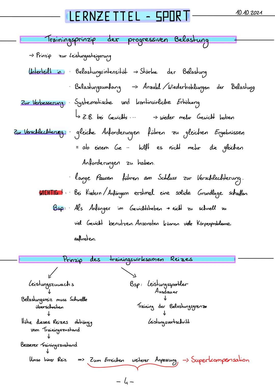 Von Lynn
・Anpassung
Superkompensation
=
LERNZETTEL - SPORT
Adaption
8
• weitere Belastung
Energie wird gespeichert und baut
Exogene Faktoren