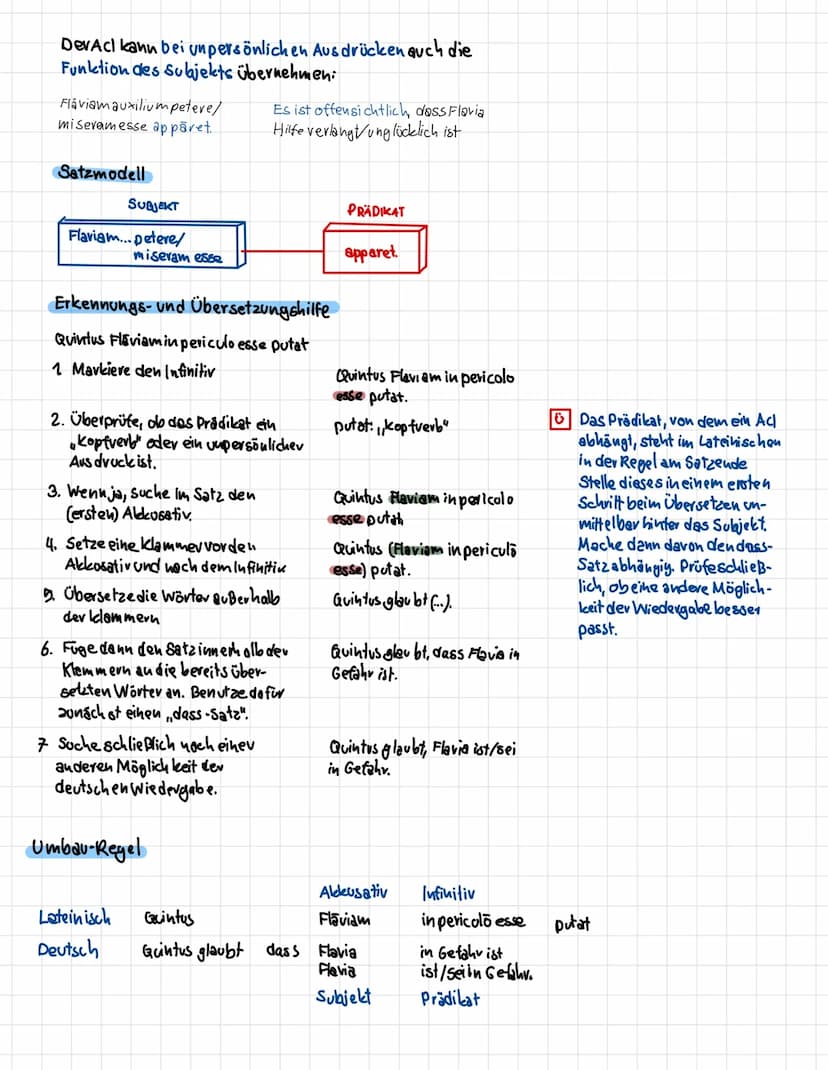 2. Satzlehre
2.1 Accusativus cum Infinitivo (Acl)
1. Quintus Lücium venire
videt
2. Quintus Fláviam in Gallia
esse dicit.
Quintus sagt, Flav