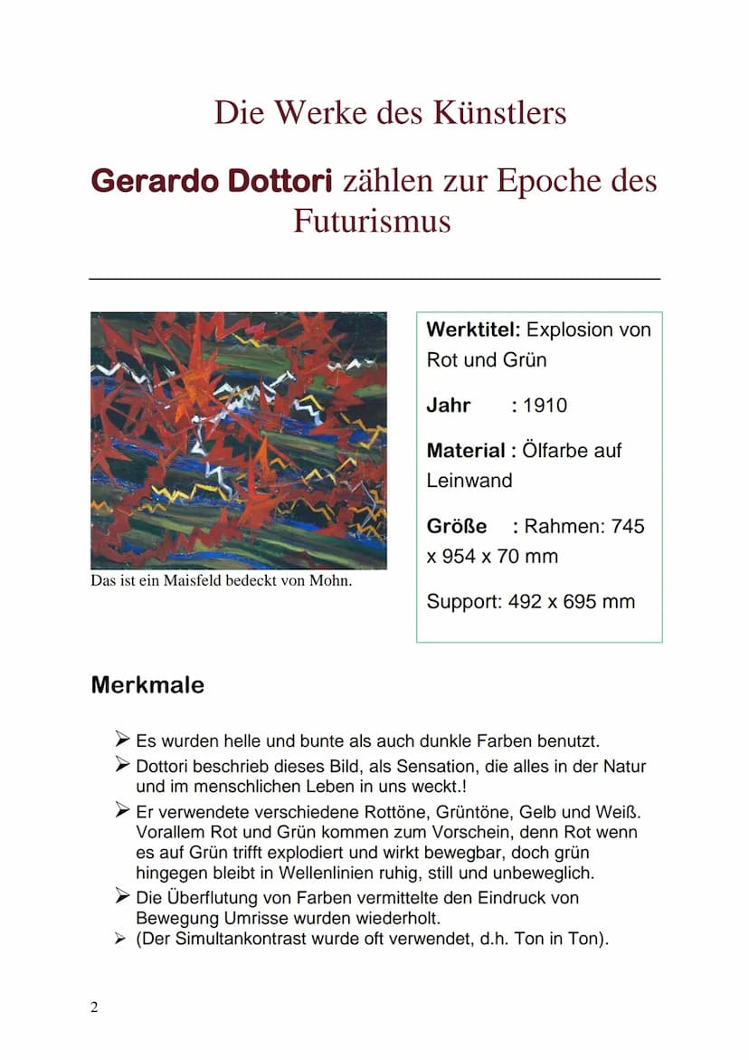 Die Werke des Künstlers
Giacomo Balla zählen zur Epoche des
Futurismus
Bedeutende Künstler des Futurismus
Von Doreen.C & Olivia.P
Merkmale
1
