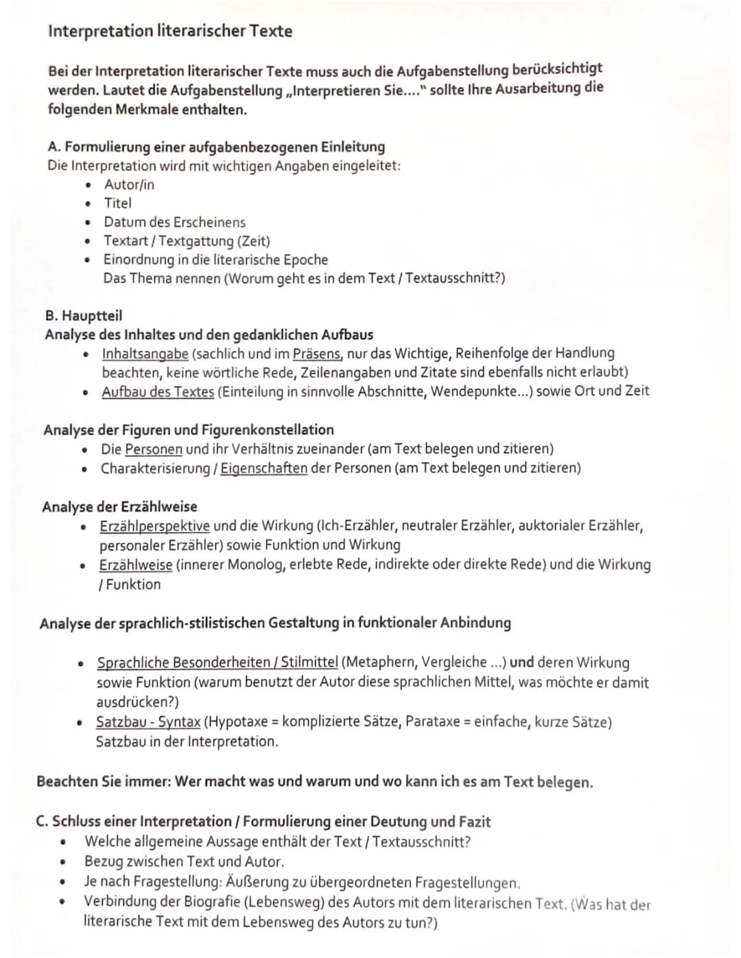Interpretation literarischer Texte