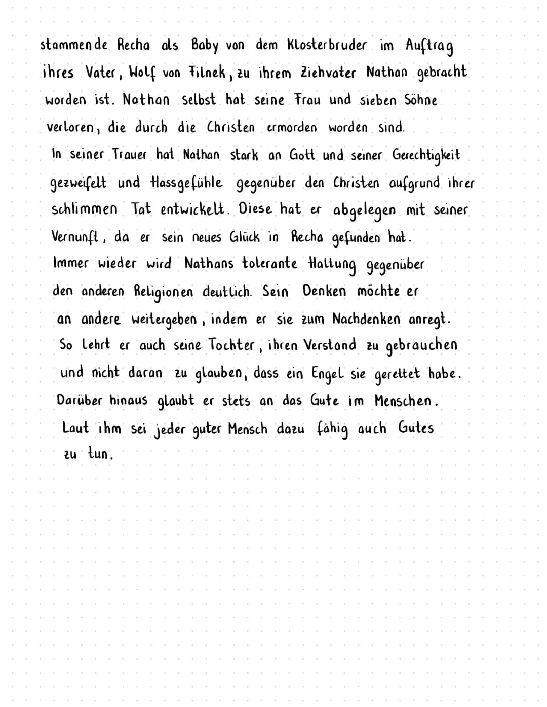 Charakterisierung von Nathan
Nathan der Weise, ein Drama von Gotthold Ephraim Lessing aus
dem Jahre 1779 handelt von aufklärerischen Denken 