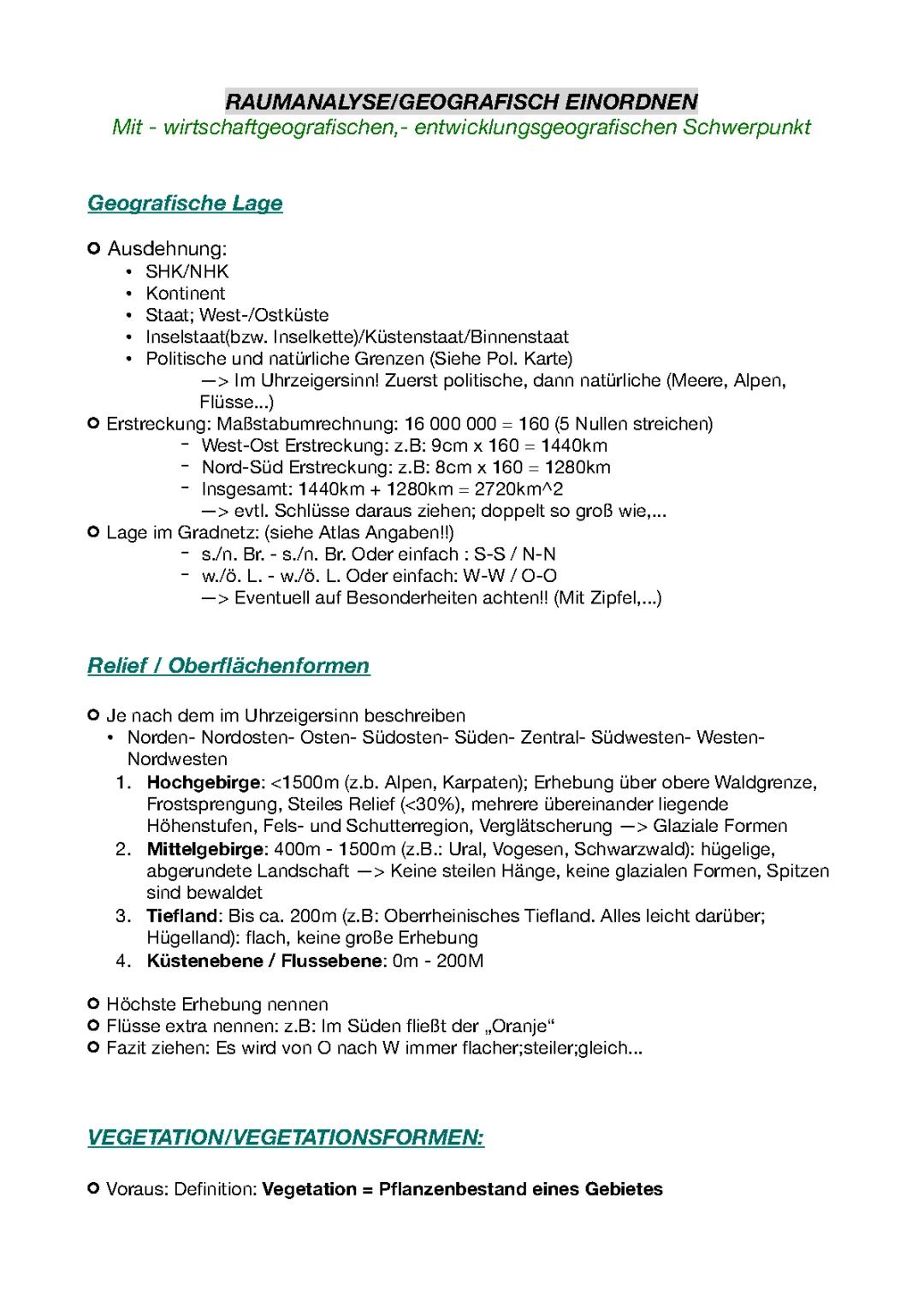 Raumanalyse Beispiel PDF: Geographie, Landschaften und Entwicklungsländer einfach erklärt