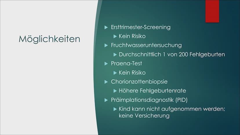Pränataldiagnostik
VON LARA UND JANA Inhaltsverzeichnis
▶ Definition
► Möglichkeiten
► Verbindung mit Abtreibung
Pro und Kontra
Rechtliche S