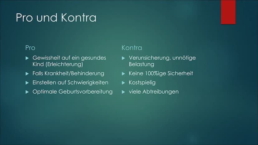 Pränataldiagnostik
VON LARA UND JANA Inhaltsverzeichnis
▶ Definition
► Möglichkeiten
► Verbindung mit Abtreibung
Pro und Kontra
Rechtliche S