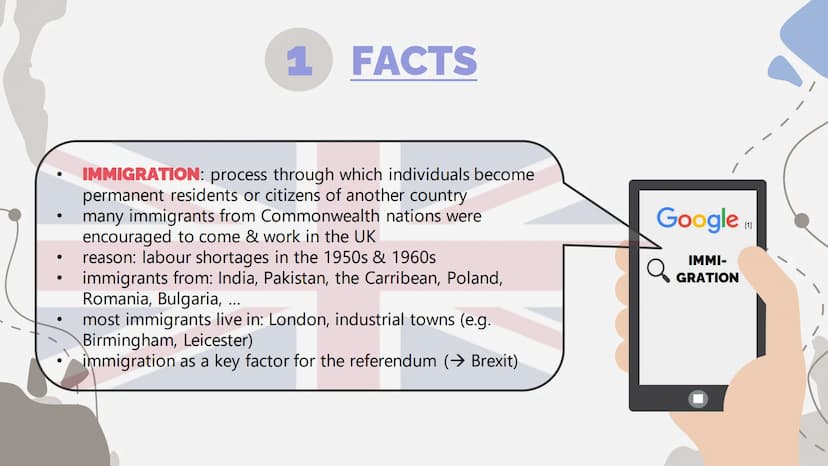 IMMIGRATION
TO THE UK
by Nele Reinhardt
» 1
FACTS
4
(DIS-)
ADVANTAGES
STRUCTURE
2
HISTORY
5
CONCLUSION
3
BREXIT EFFECTS
6
SOURCES ●
●
●
1
FA