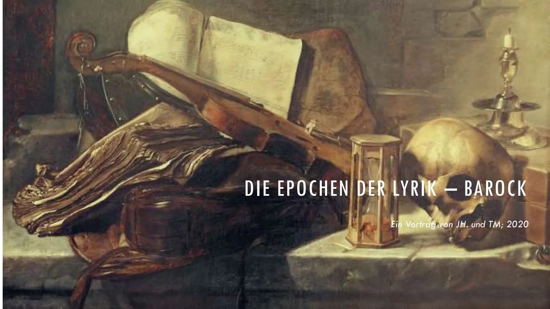 HEADER
DIE EPOCHEN DER LYRIK - BAROCK
Ein Vortrag von JH. und TM; 2020 GLIEDERUNG
1.
Was ist ,,Barock" eigentlich? Definition
2. Wann war da