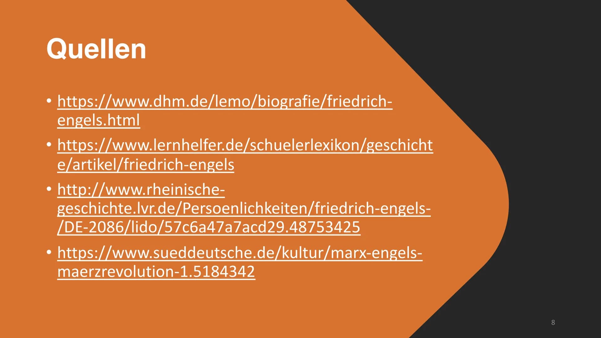Friedrich Engels
Mitbegründer des Marxismus Aufbau
1. Lebenslauf
2. Allgemeine politische Position
3. Handlungen und Position zur Revolution