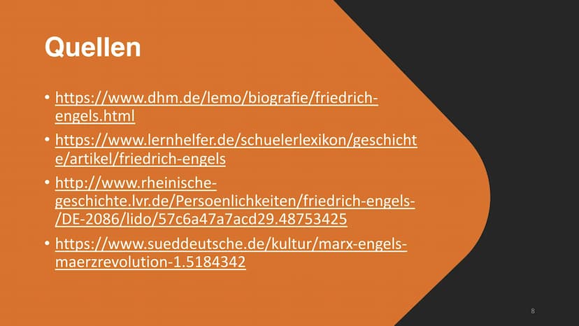 Friedrich Engels
Mitbegründer des Marxismus Aufbau
1. Lebenslauf
2. Allgemeine politische Position
3. Handlungen und Position zur Revolution