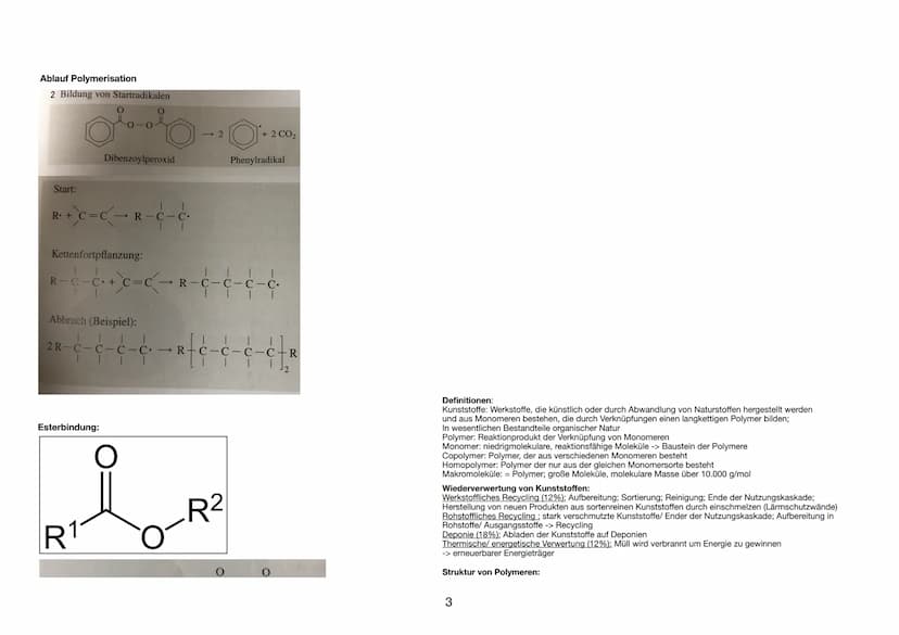 Reaktion
Reaktionsart
Ausgangsstoffe
Strukturmerkmale in den
Monomergruppen
Reaktionsablauf
Prozentuale Zusammensetzung
des Polymermoleküls 