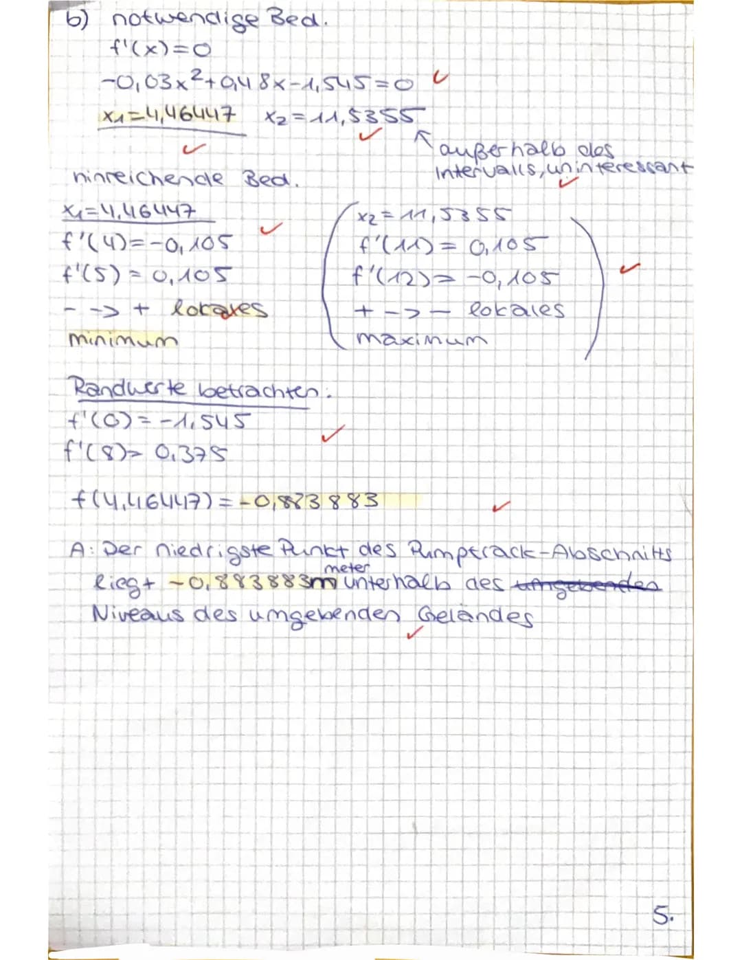 Aufgabe 3.
a) f ( ²³/²) =
23,299
A: Nein es liegt nicht auf dem Graphen der
Funktion f. (Strenggenommen!)
✓
X4=0
Mathe ZK
16
3299
1800
81
2
