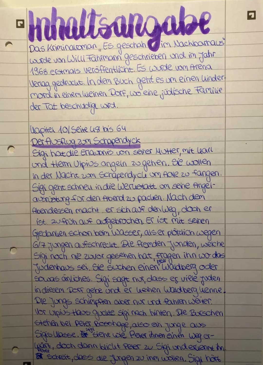 -Inhaltsangabe
IT
Das Kriminaloman Es geschah im Nachbarhaus
wurde von Willi Fährmann geschrieben und im Jahr
1968 erstmals veröffentlicht. 