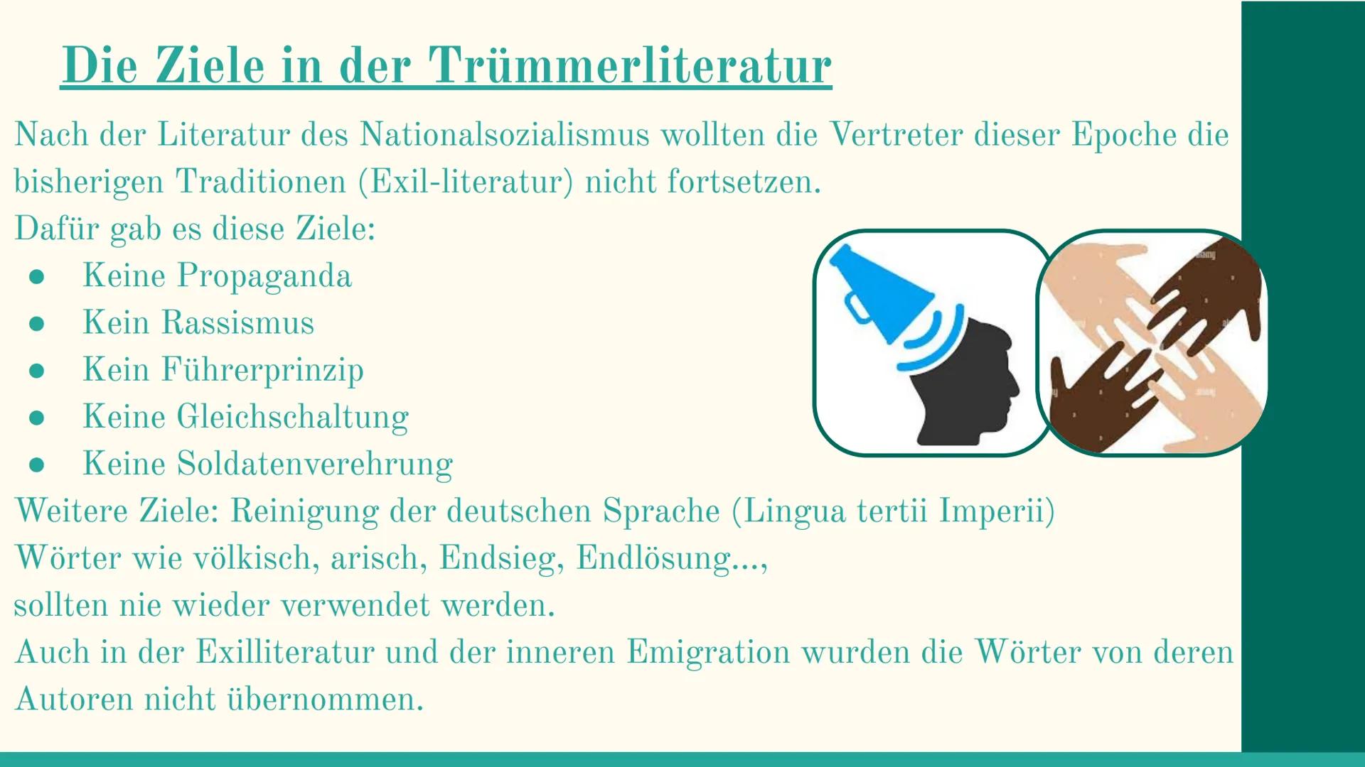 Trümmer und
Nachkriegsliteratur
Mit David, Omar, und Robert
L
Hoffnungslosigkeit
Verzweiflung
Trauer
miserabilität
TERRA
Gibt es
noch
Hoffnu