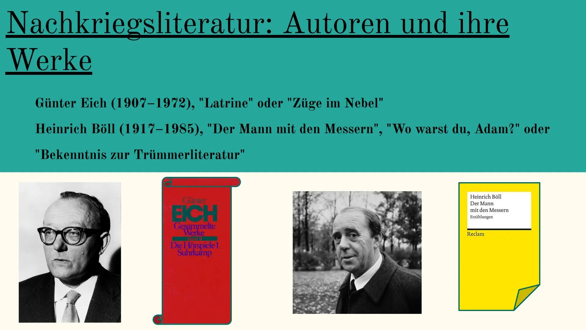 Trümmer und
Nachkriegsliteratur
Mit David, Omar, und Robert
L
Hoffnungslosigkeit
Verzweiflung
Trauer
miserabilität
TERRA
Gibt es
noch
Hoffnu