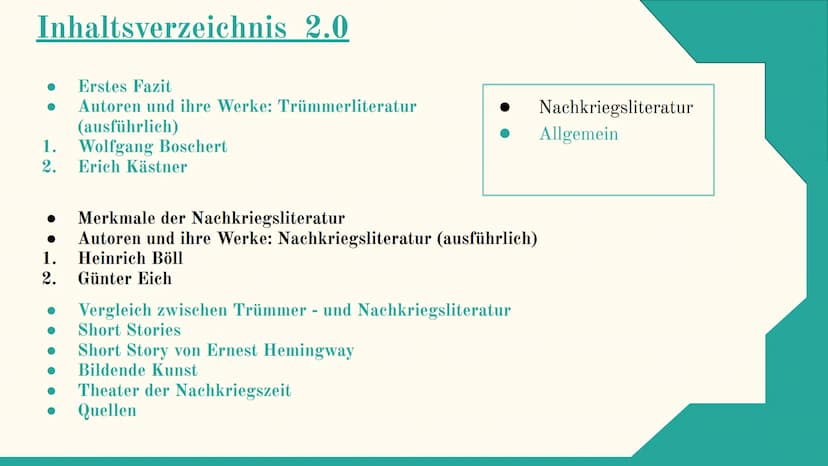 Trümmer und
Nachkriegsliteratur
Mit David, Omar, und Robert
L
Hoffnungslosigkeit
Verzweiflung
Trauer
miserabilität
TERRA
Gibt es
noch
Hoffnu