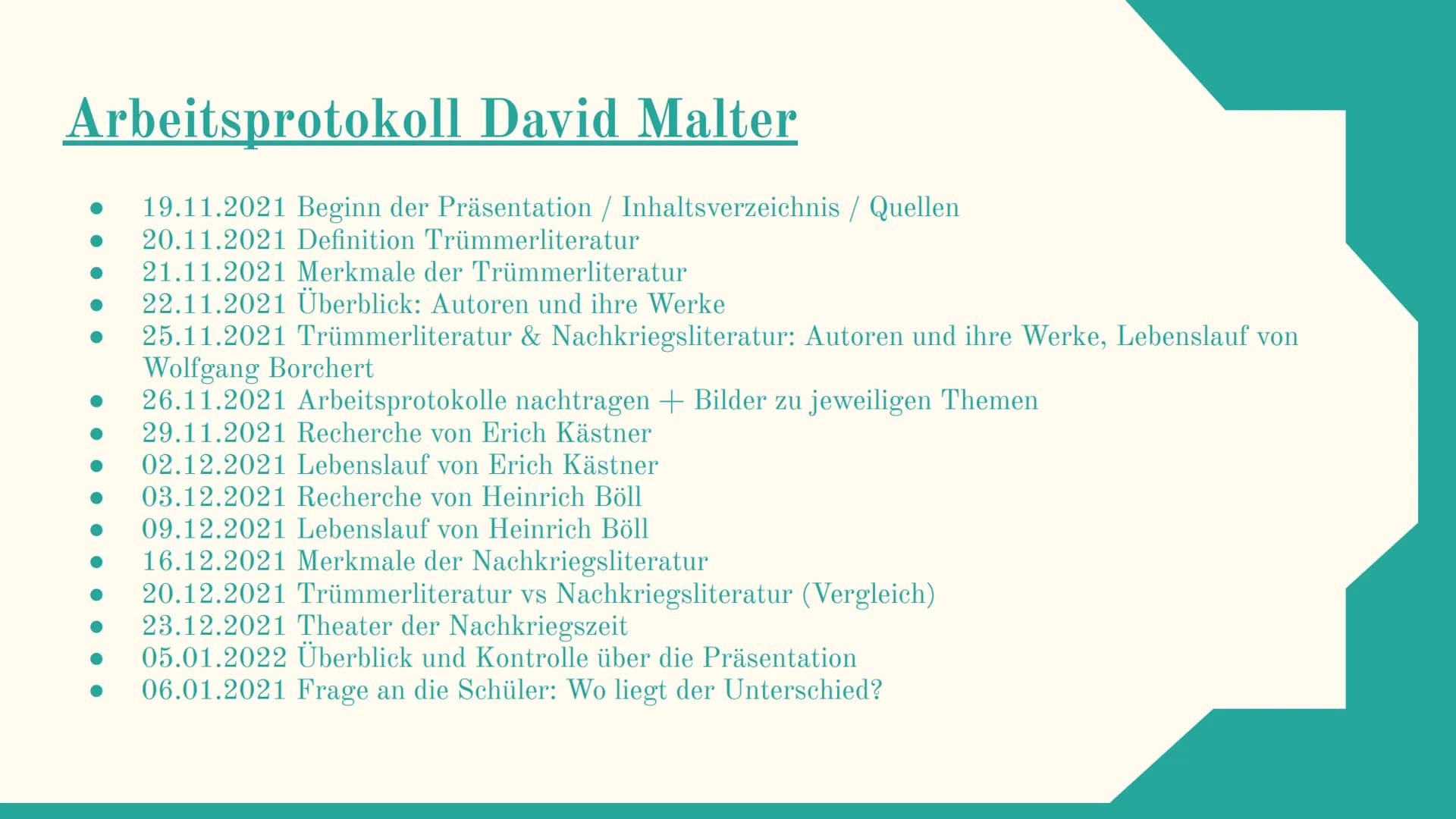 Trümmer und
Nachkriegsliteratur
Mit David, Omar, und Robert
L
Hoffnungslosigkeit
Verzweiflung
Trauer
miserabilität
TERRA
Gibt es
noch
Hoffnu