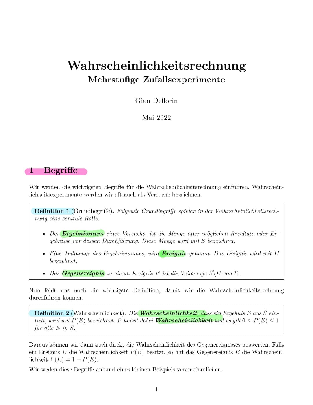 Warscheinlichkeitsrechnung/Stochastik