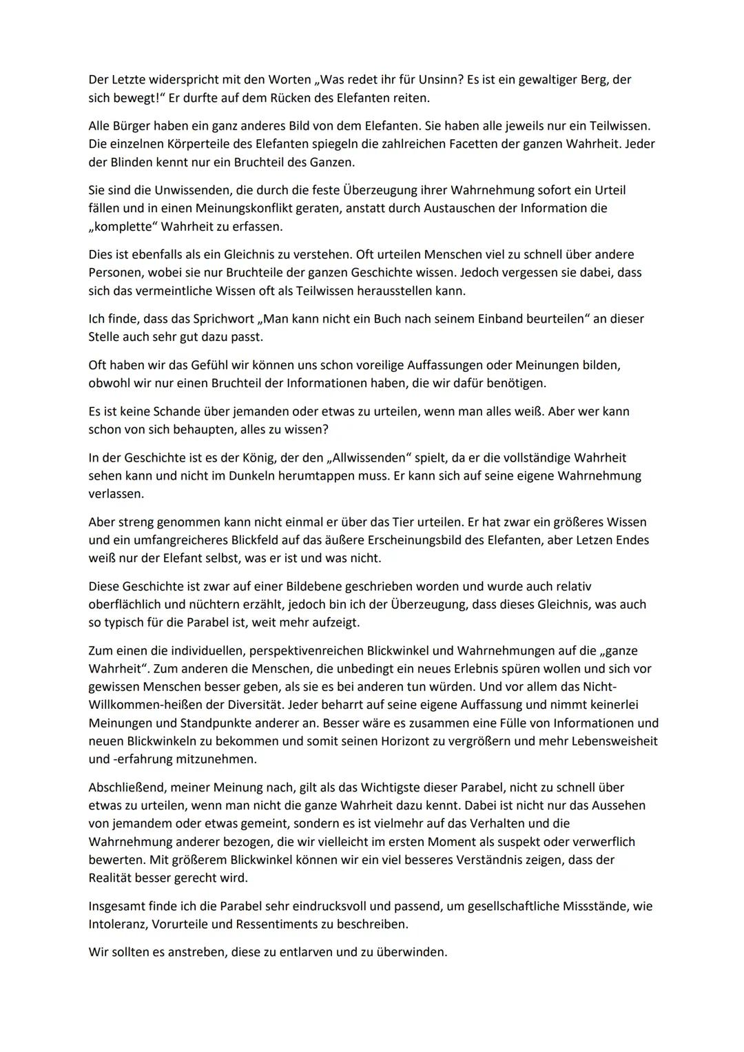 # Die Blinden - Interpretation einer Parabel

In der Parabel,,die Blinden" von Nikos Kazantzakis, aus dem Jahre 1948, geht es um die
facette