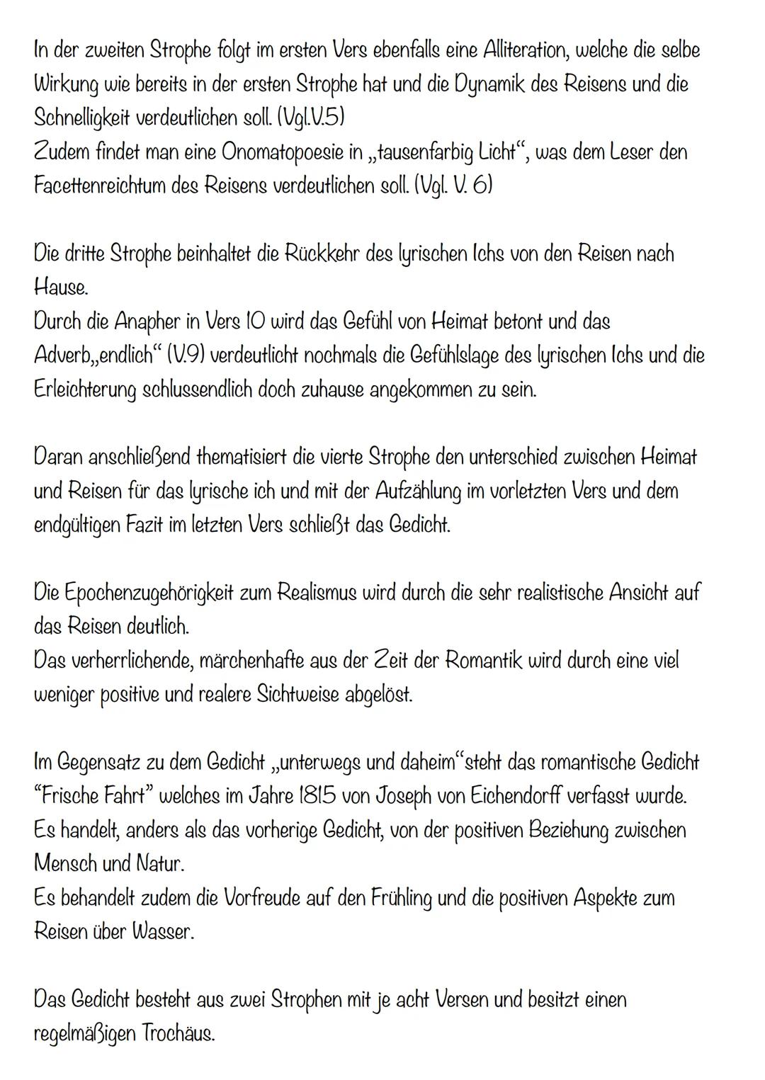 Probeklausur-Gedichtanalyce
Das Gedicht,,unterwegs und daheim" wurde im Jahr 1857 von Theodor Fontane
geschrieben und 1875 erstveröffentlich