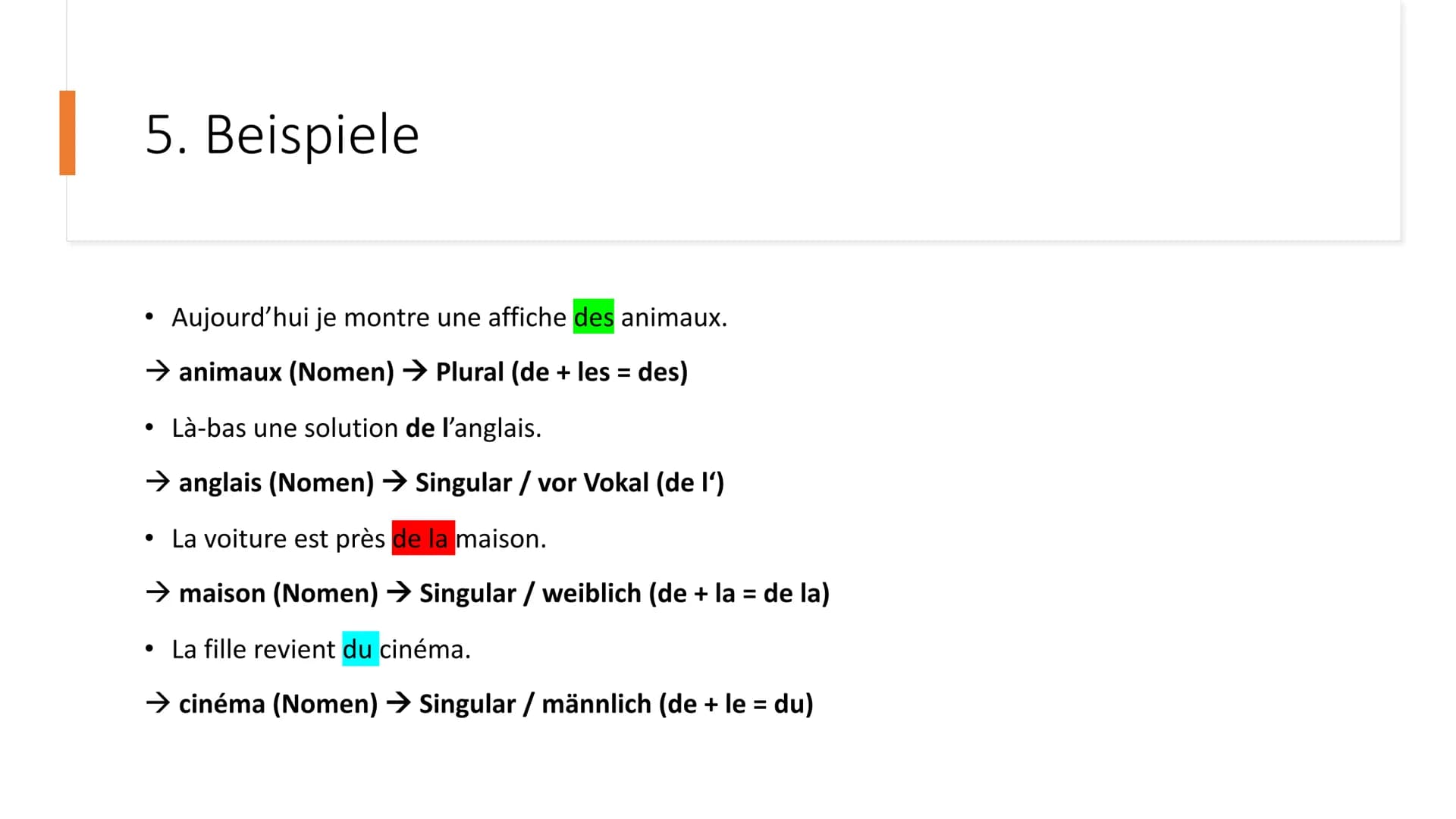 La préposition „de" Gliederung
1. Allgemeines
2. Veränderung der Präpositionen
3. Was muss beachtet werden?
4. Bildung / Zusammensetzung
5. 