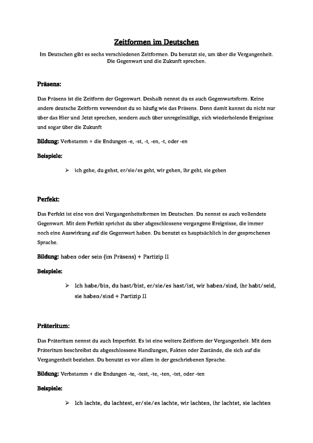 Zeitformen im Deutschen