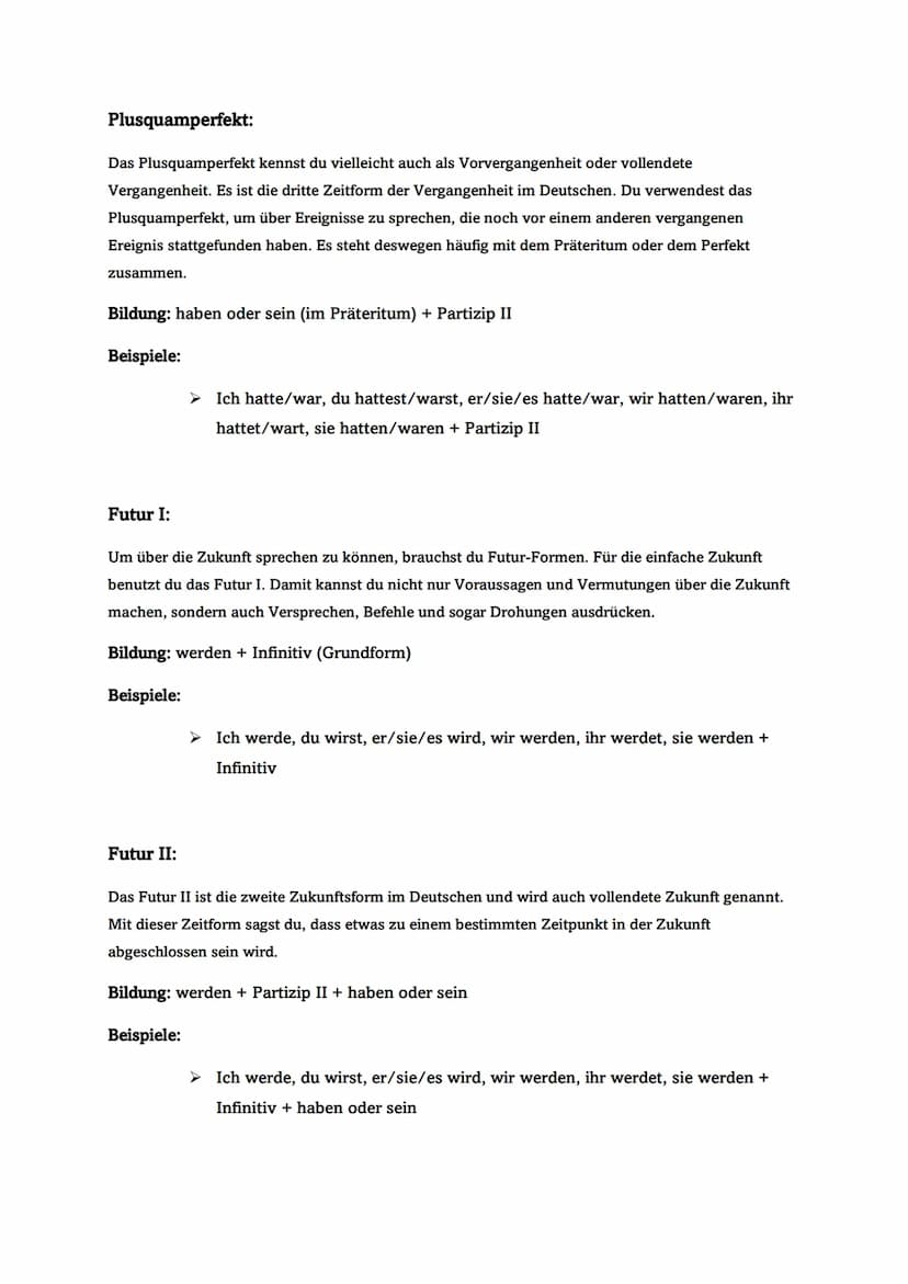 Zeitformen im Deutschen
Im Deutschen gibt es sechs verschiedenen Zeitformen. Du benutzt sie, um über die Vergangenheit.
Die Gegenwart und di