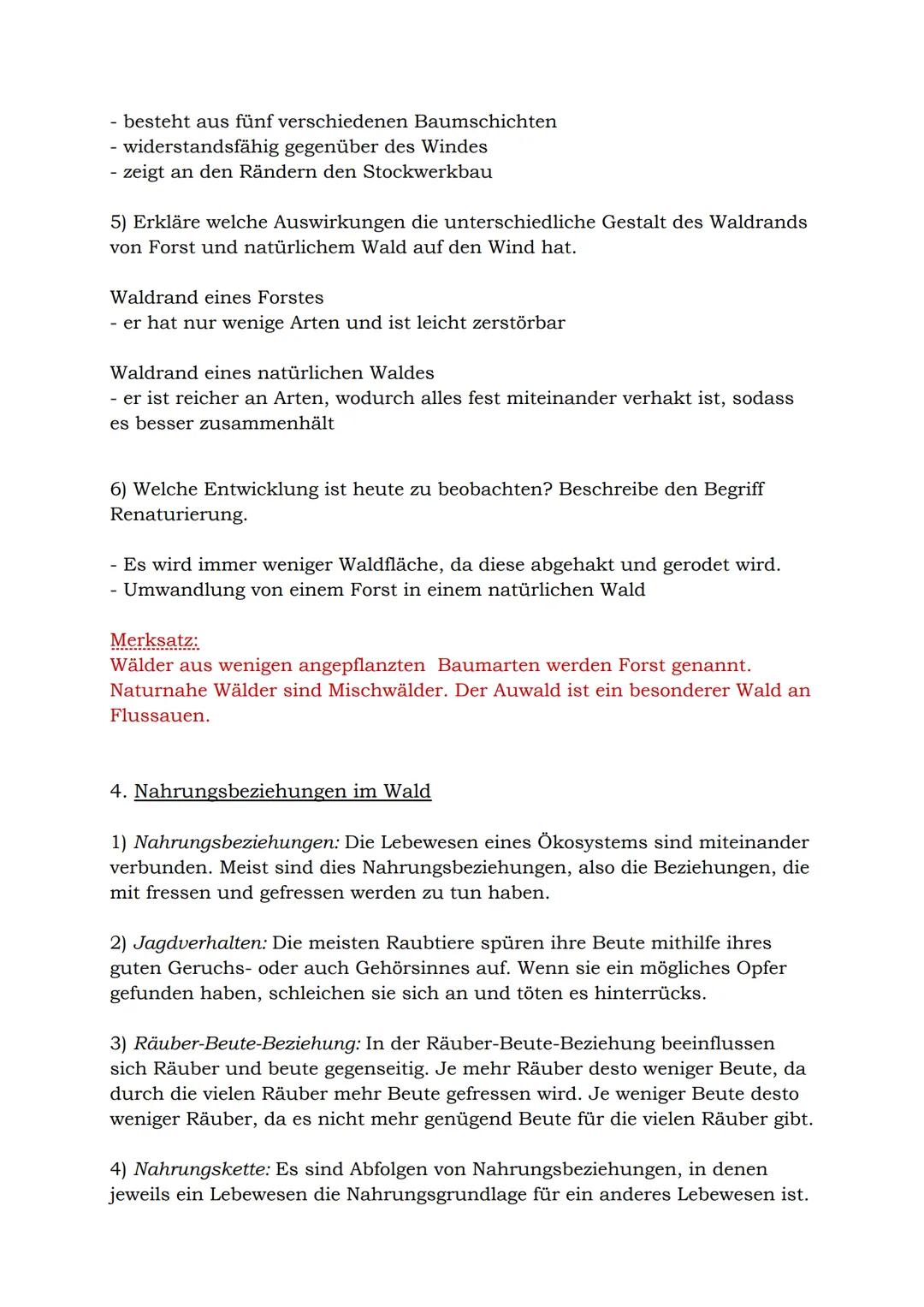 KA 1 Biologie
Thema: Ökologie (im Wald)
1. Begriffe aus dem Glossar
1) Nahrungsnetz: Das Nahrungsnetz besteht einzelnen Nahrungsketten eines