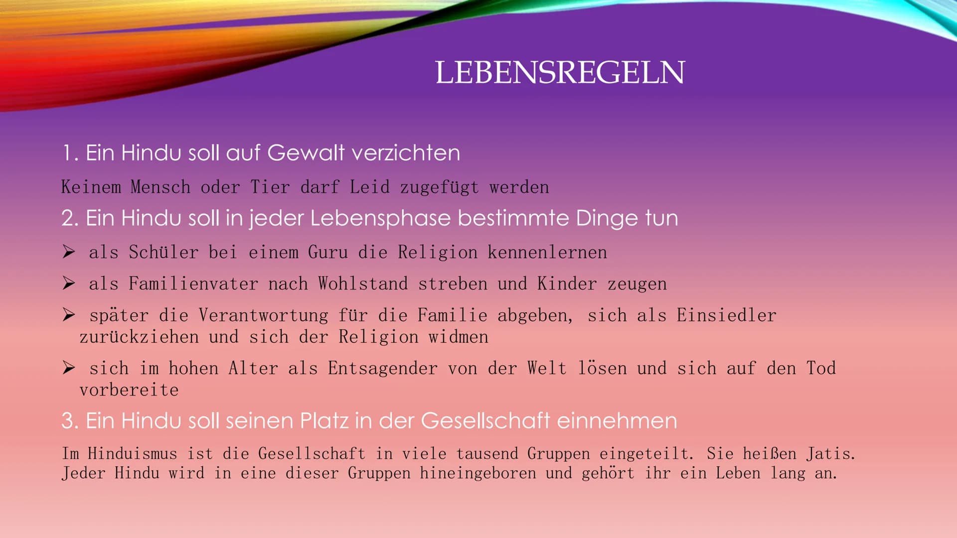 HINDUISMUS
35 INHALTSVERZEICHNIS
1. Vorstellung der Religion/ des Glaubens
2. Welche Regeln und Zeiten?
3. Gebetsrituale und Haltung
4. Waru