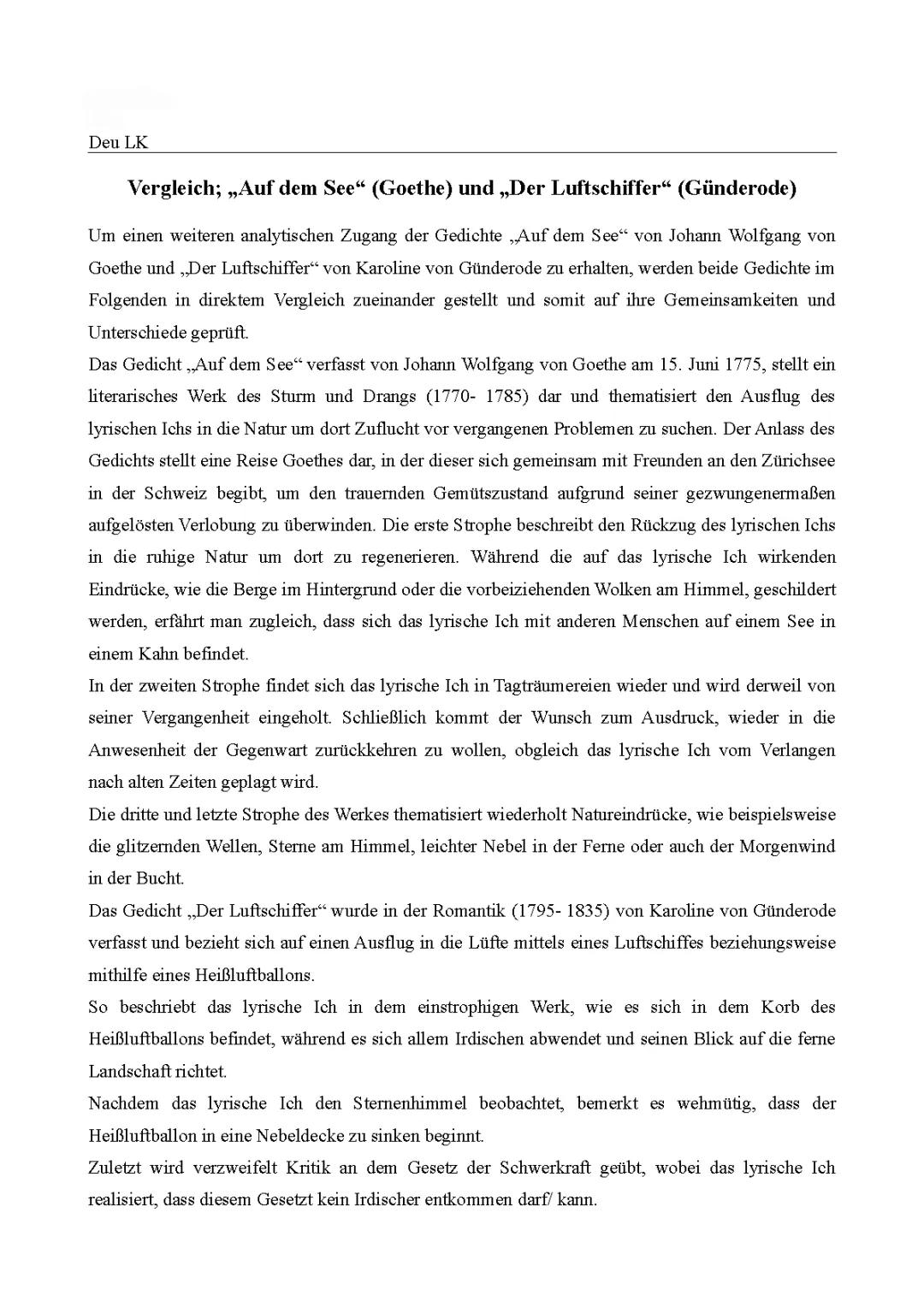 Analytischer Gedichtsvergleich 