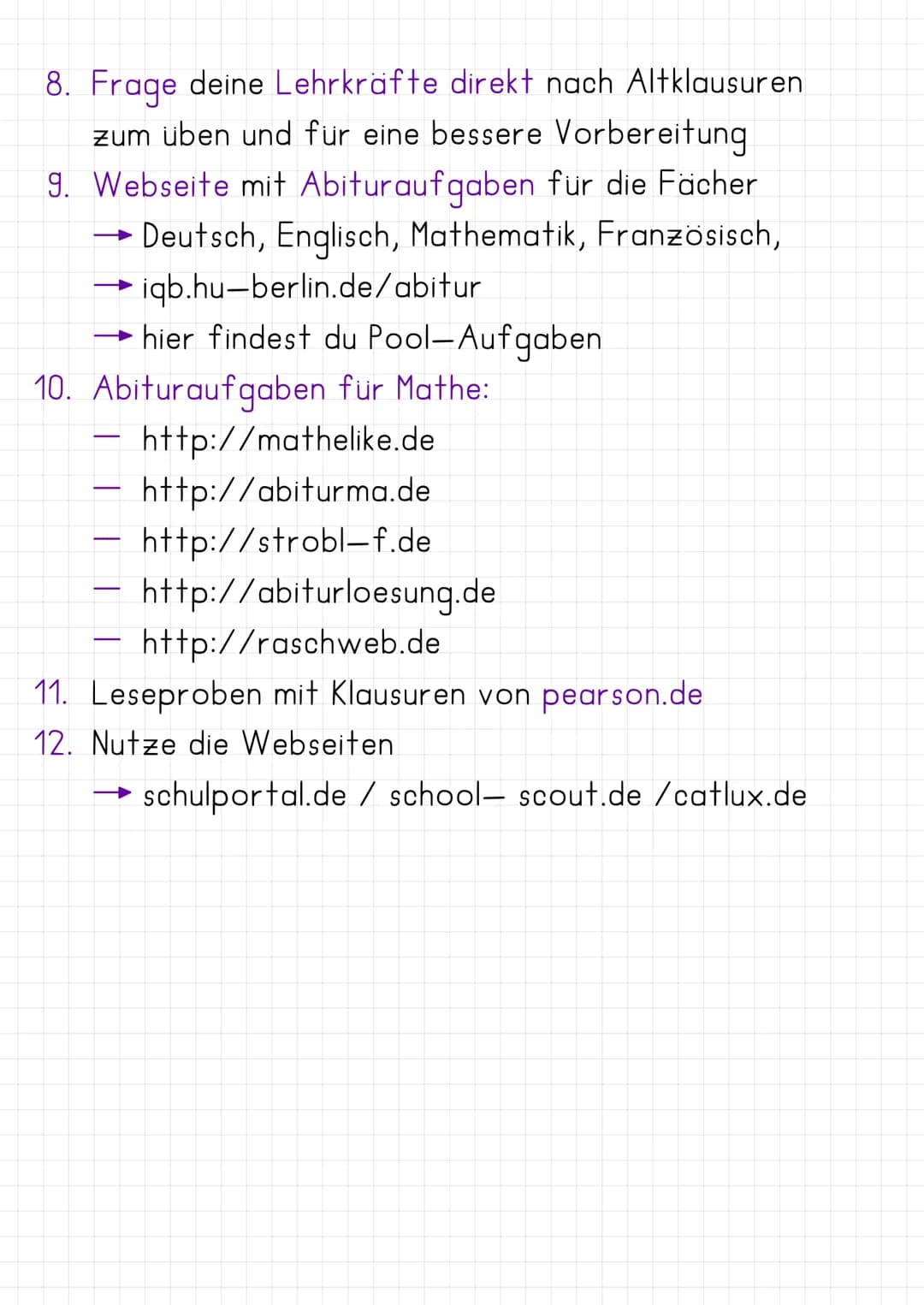 Richtige Vorbereitung auf Klausuren
üben mit Altklausuren und alten Abituraufgaben
1. Nutze die Seite klassenarbeiten.de
2. Google nach pass